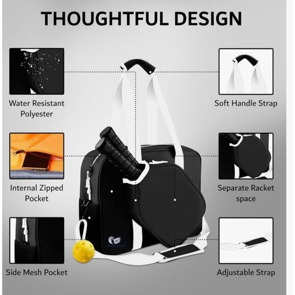 PINK Pickelball Bag Tote Set With Paddle Bag Water Resistant Large Capacity New - Picture 4 of 9